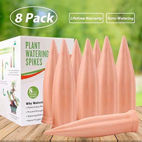 Plant Water Self Watering Spikes, Automatic Vacation Plant Watering Devices,Terracotta Wine Bottle Stake Set, Slow Release Self Irrigation Watering System-Perfect for Indoor Outdoor Plant (8 Pack)