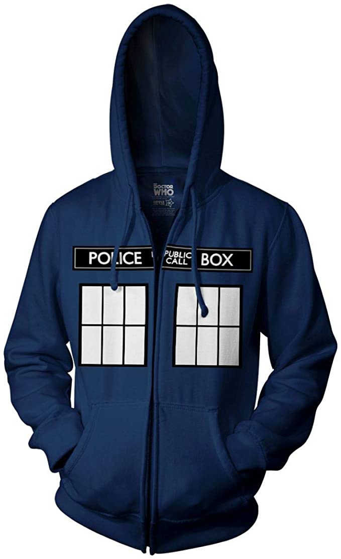 Ripple Junction Doctor Who Call Box Window Adult Zip Hoodie