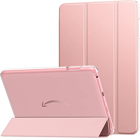 MoKo Case Fits All-New Amazon Kindle Fire HD 8 & 8 Plus Tablet(12th Generation/10th Generation, 2022/2020 Release) 8",Trifold Stand Cover with Translucent Backshell with Auto Wake/Sleep,Rose Gold