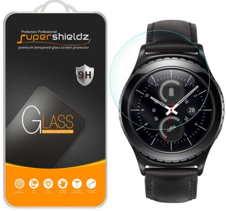 Samsung Gear S2 Classic Tempered Glass Screen Protector, (3G/4G Connectivity Model Only) Supershieldz® Ballistics Glass 0.3mm 9H Hardness Anti-Scratch, Anti-Fingerprint, Bubble Free - Retail Packaging