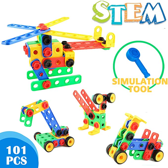 ZoZoplay STEM Toys 101 Piece Educational Construction Engineering Building Blocks Classroom Learning Toys Set for Boys & Girls Age Year Old 3 4 5 6 7 8 9 Creative Kids Fun Activity