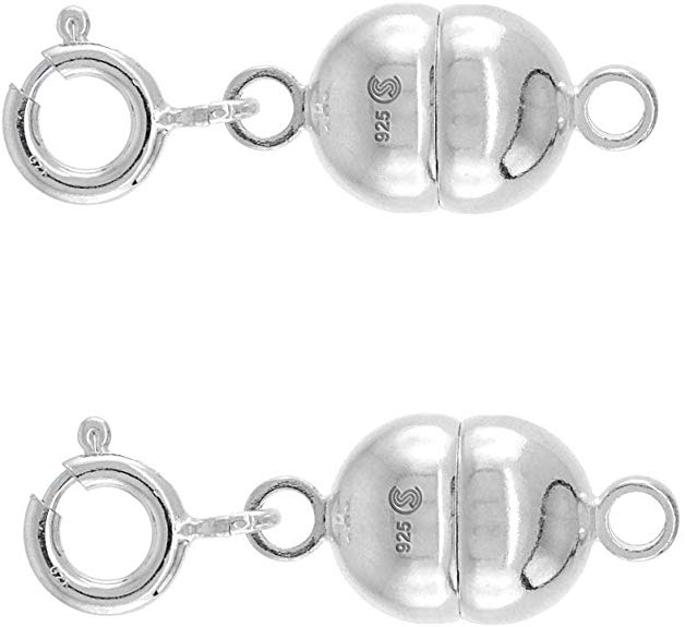 Sterling Silver 9 mm Magnetic Clasp Converter for Necklaces & Bracelets Italy, Extra Large