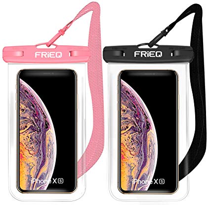 Waterproof Case 2 Pack for iPhone Xs Max XR XS X 8 7 6S Plus, Samsung Galaxy S10 S10e S9 S8  /Note 9 8, Pixel 3 2 XL HTC LG Sony Moto up to 6.5" (Black and Pink)