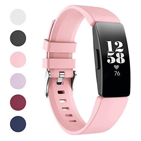 HATALKIN Watch Bands Compatible with Fitbit Inspire Watch Bands & Inspire HR Fitness Tracker Band Women Men Soft Silicone Sport Inspire Straps (Small, Pink)