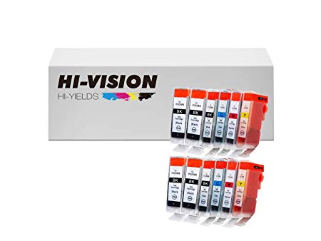 HI-VISION HI-YIELDS Compatible Ink Cartridge Replacement for PGI-5   CLI-8 (4 Large Black, 2 Small Black, 2 Cyan, 2 Yellow, 2 Magenta, 12-Pack)