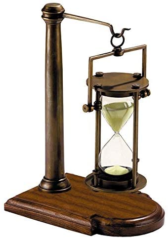 Authentic Models, 30 min Hourglass with Stand, Wooden Vintage Collection, 7.3" x 5.1" x 10" - Bronze Finish