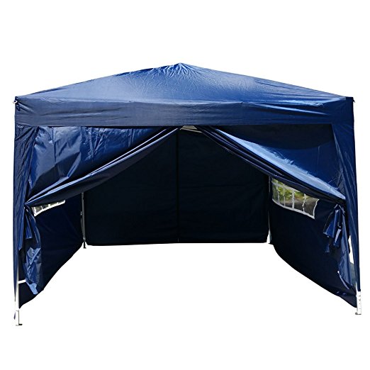 FCH 10'x10' EZ Pop Up Tent Waterproof Outdoor Patio Party Canopy Tent Wedding Outdoor Tent Canopy Heavy duty Gazebo (BLUE)