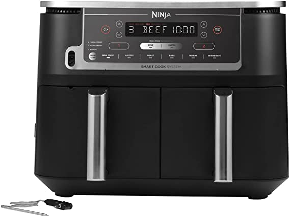 Ninja Foodi MAX Dual Zone Air Fryer [AF451UK] Smart Cook System, 9.5L, 2 Drawers, 6 Functions, Grey