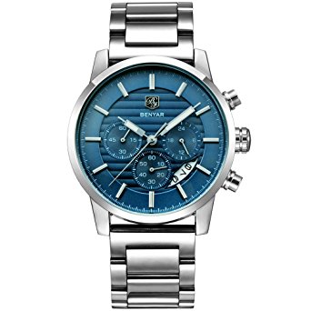 BENYAR Chronograph Waterproof Watches Business Sport Stainless Steel Band Strap Wrist Watch For Men