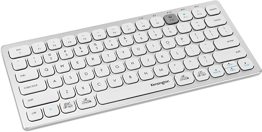 Kensington Dual Wireless Compact Keyboard, Desktop Multi Device UK Computer Battery Powered Keyboard With Bluetooth Connectivity, White (K75504UK)