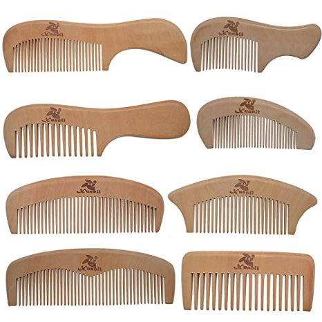 Xuanli 8 Pcs The Family Of Hair Comb - Wood with Anti-Static & No Snag Handmade Brush for Beard, Head Hair, Mustache With Gift Box (S021)