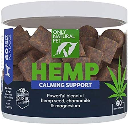 Only Natural Pet Calming Hemp Soft Chews - Stress & Anxiety Calming Treat for Dogs & Cats, L-Theanine, Chamomile & Lemon Balm