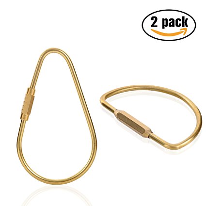 PPFISH Durable Brass Screw Lock Clip Key Chain Ring, Simple Style Car keychain for Men Women (Pack of 2)