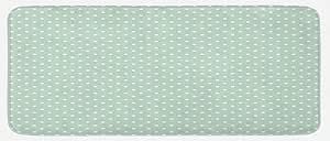 Ambesonne Green Kitchen Mat, Retro Style Themed Pattern with Little White Polka Dots Pastel, Plush Decorative Kitchen Mat with Non Slip Backing, 47" X 19", Mint Green