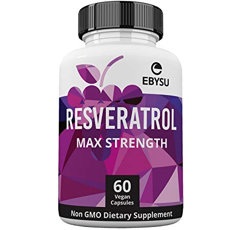 EBYSU Resveratrol - 1200mg Maximum Strength Trans Resveratrol Antioxidant Supplement - Pomegranate, Green Tea, Quercetin, Grape Seed Extract and Acai - 60 Vegan Capsules