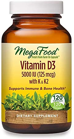 MegaFood, Vitamin D3 5000 IU, Immune and Bone Health Support, Dietary Supplement, 120 Tablets