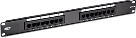 TRENDnet 16-Port Cat5/5e Unshielded Wallmount or Rackmount Patch Panel, Certified 100Mhz CAT5e for Copper Gigabit Ethernet, TC-P16C5E