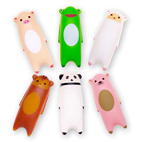 FORTON Kawaii Slow Rising Squishy Pillow Toys Panda Alpaca Pig Bear Tiger Frog Squishies Animals Pack of 6