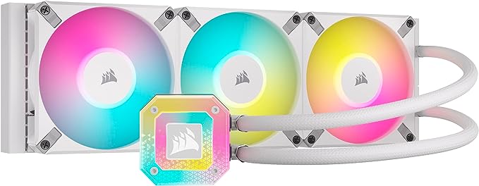 Corsair iCUE H150i Elite CAPELLIX XT Desktop Liquid CPU Cooler - Three AF120 RGB Elite Fans - 360mm Radiator - Intel® LGA 1700, 1200, 115X, 2066, AMD® AM5, AM4 - Included iCUE Commander CORE - White