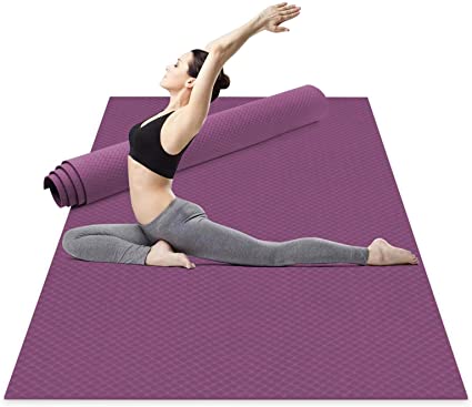 Odoland Large Exercise Mat 72'' x 48'' (6'x4') x6mm for Pilates Stretching Workout Mats for Home Gym Flooring, Extra Thick Non Slip Eco Friendly Yoga Mat with Carry Strap