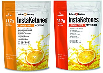 InstaKetones® (2 Pack) (Orange Burst) 11.7g BHB Per Scoop (1 Caffeine 1 Non-Caffeine) (60 Servings) Exogenous Ketones