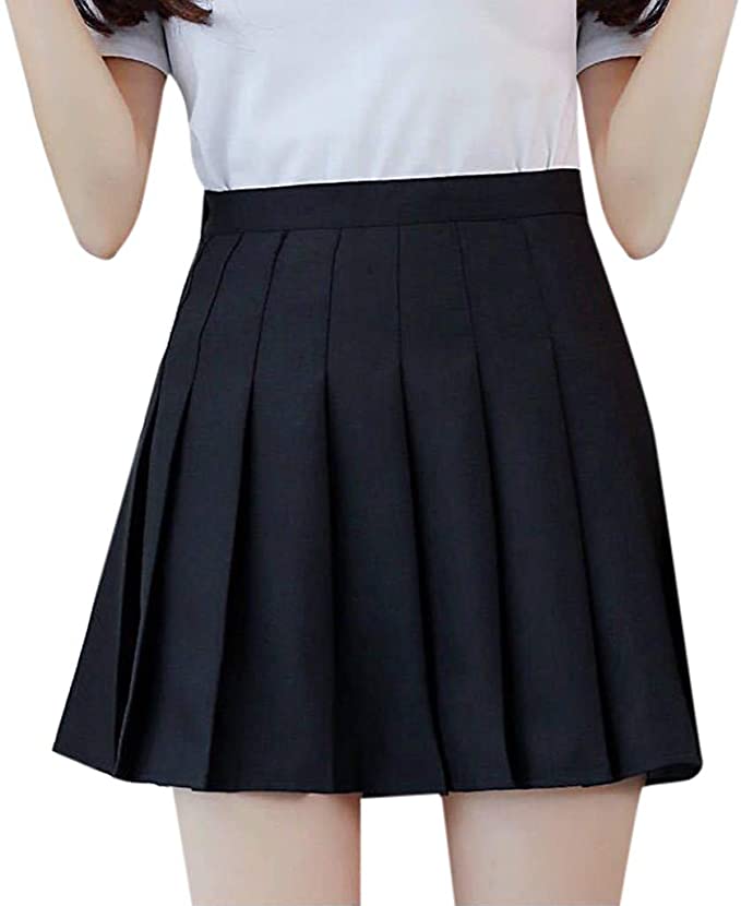 aihihe Womens Teen Girls Casual Mini Tennis Skirts Stretch Waist Flared Plain Pleated Skater Skirt High Waisted Skirt
