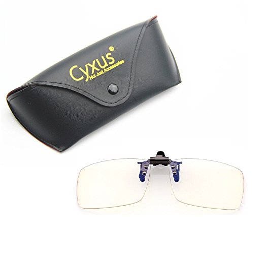 Cyxus Blue Light Filter UV Blocking Glasses [Clip On] Anti Eye Strain (Sleep Better) Anti-Glare, Computer/Cell Phone/PC Game/TV Safety Protection Block Radiation Reading Eyewear [Transparent Lens]