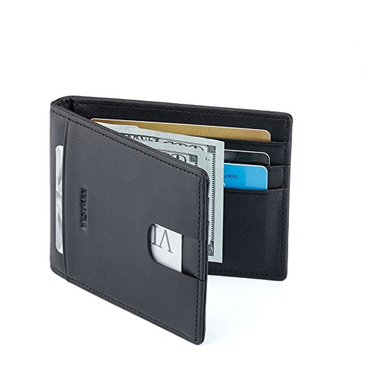 Bestkee Money clips RFID Wallet for men - Genuine Leather Slim Front Pocket with Clip and ID Card Holder