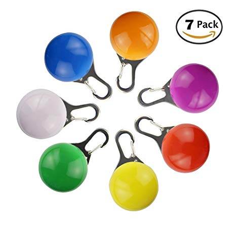 Aidle Pet Collar Lights, Blinker Waterproof LED Dog & Cat Collar Charms Safety Weather Resistant Light up, ID Tags, Designed for Night Walking(Pack of 7)