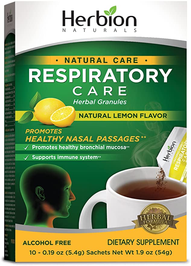Herbion Naturals Respiratory Care Granules With Natural Lemon Flavor, 10 count sachet - Help Relieve Cold and Flu Symptoms, Promote Healthy Respiratory Function, Optimize Immune System