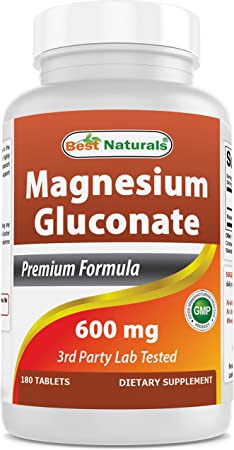 Best Naturals Magnesium Gluconate (35 mg Elemental Magnesium from 600mg of Magnesium Gluconate) 180 Tablets