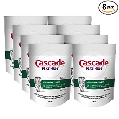 Cascade Platinum Dishwasher Cleaner Pods Fresh Scent, 1 Count (8 Pack)