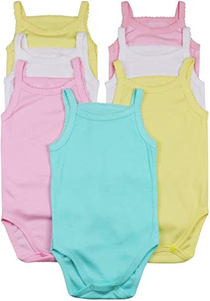 ToBeInStyle Baby Girls' 4 Pack Spaghetti Strap Bodysuit Onesies