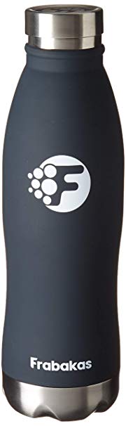 Frabakas Stainless Steel Travel Water Bottle Double Walled Vacuum Insulated Thermos Flask Reusable Metal BPA Free Leak-Proof Sports Bottle 24 Hours Cold, 12 Hours Hot Black 500ml