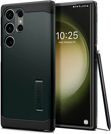 SPIGEN Tough Armor Case Designed for Samsung Galaxy S23 Ultra (2023) Heavy Duty Hard Cover - Abyss Green