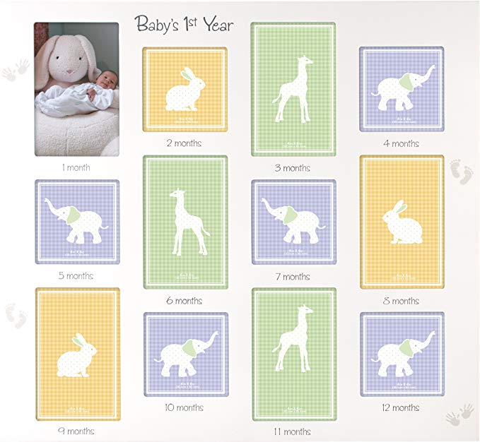 Malden International Designs Baby's 1st Year Wall Collage Picture Frame, 12 Option, 6-4x6 & 6-4x4, White