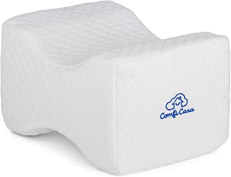ComfiCasa Memory Foam Knee Pillow - Orthopedic Knee Support Pillow for Hip Pain, Chronic Back Pain, Sciatica Relief & Scoliosis - Wedge Contour Leg Pillow for Side Sleepers & Pregnancy