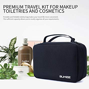 Sumee Toiletry Bag, Cosmetic Makeup Bag, Great Storage, Functional Bags, Large Capacity, Travel, Domestic Use, Storage Bag (BLACK)