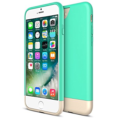 iPhone 7 Case, Maxboost [Vibrance Series] Protective Slider Style Cases for Apple iPhone 7 2016 SOFT-Interior Scratch Protection Finished Hard Cover - Turquoise/Champagne Gold