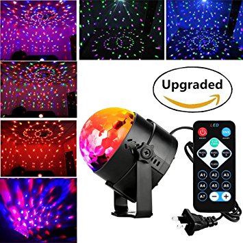 DJ lights Disco Party Ball lights, Blingco LED Rotating Magic lights 3W 7-Color Sound Activated Stage Strobe Effect Show Wedding Lamp Lighting bulb Kids Night Lights for Gifts Club Party Holiday