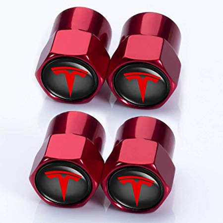 HEY KAULOR 4 Pcs Tire Valve Stem Caps for Tesla Model X S 3 Decorative Accessory