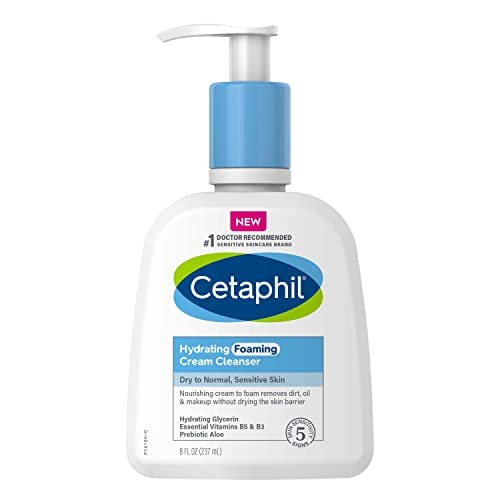 Cetaphil Cream To Foam Face Wash, Hydrating Foaming Cream Cleanser, 8 Oz, For Normal To Dry, Sensitive Skin, With Soothing Prebiotic Aloe, Hypoallergenic, Fragrance Free