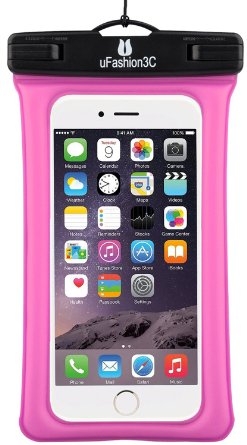 uFashion3C [Float] Waterproof Cell Phone Case Dry Bag Pouch [With Headphone Jack,Armband,Lanyard] for iPhone 6,6S,6 Plus,6S Plus, Samsung Galaxy S5,S6,S7,Edge,Note 3,4,5,LG G3,G4,G5 (Pink)