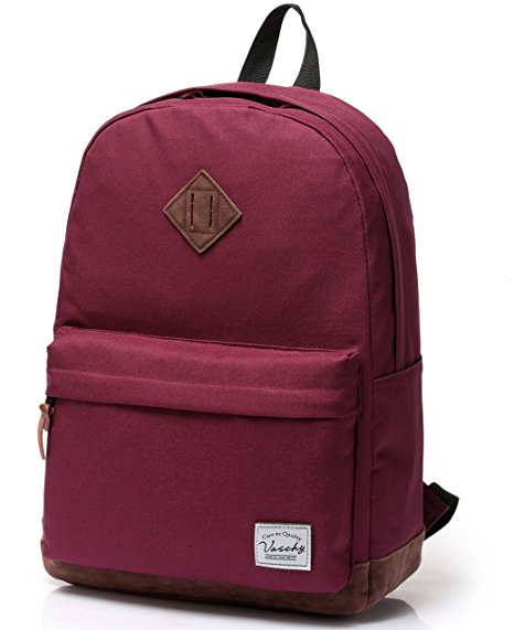 School Backpack for Teenagers,Unisex Classic Lightweight Water Resistant Campus Backpack for Girls Travel Backpack Fits 14-Inch Laptop Burgundy by Vaschy