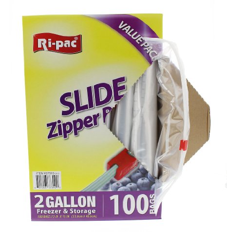 Ri Pac 2 Gallon Slide Zipper Freezer Bags - 100 Count - Food Storage