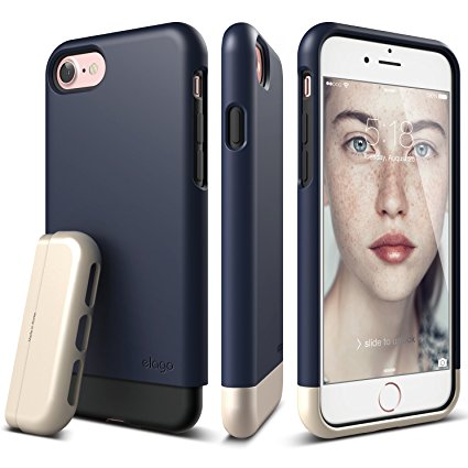 iPhone 7 Case, elago® [Glide][Jean Indigo / Champagne Gold] - [Multi-Option Case][Military Drop Test Certified][Sophisticated Shock Absorption] - for iPhone 7