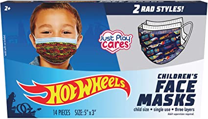 Hot Wheels Children’s Single Use Face Mask, 14 Count, Small, Ages 2-7, Multi (98034)