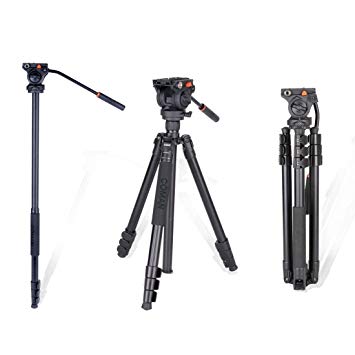 COMAN KX3939 Video Tripod with 360 Fluid Head for Camcorder and DSLR Camera 70.8 inches