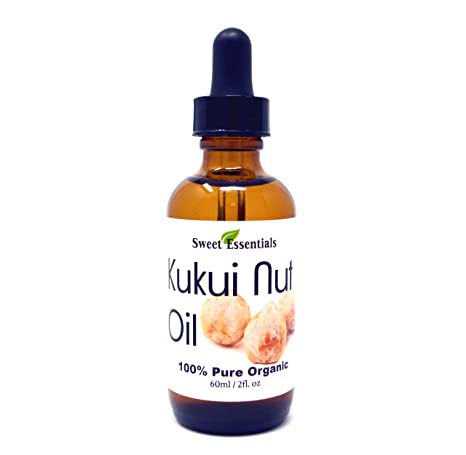 100% Organic Kukui Nut Oil | Imported From Hawaii | Various Sizes | 100% Pure | Cold-Pressed | Natural Moisturizer for Skin, Hair and Face | By Sweet Essentials (2 fl oz Glass Bottle With Dropper)