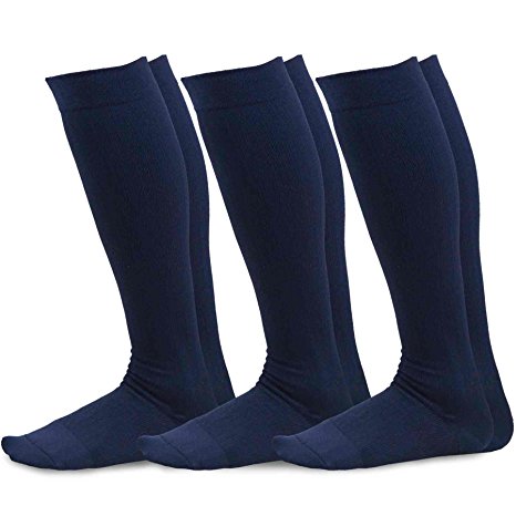 TeeHee Microfiber Compression Knee High Socks with Rib 3-Pack